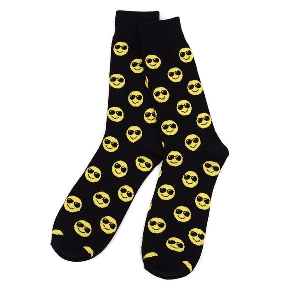 Men's Crew Socks -Smiley Face- Cool- NWT - Picture 2 of 7